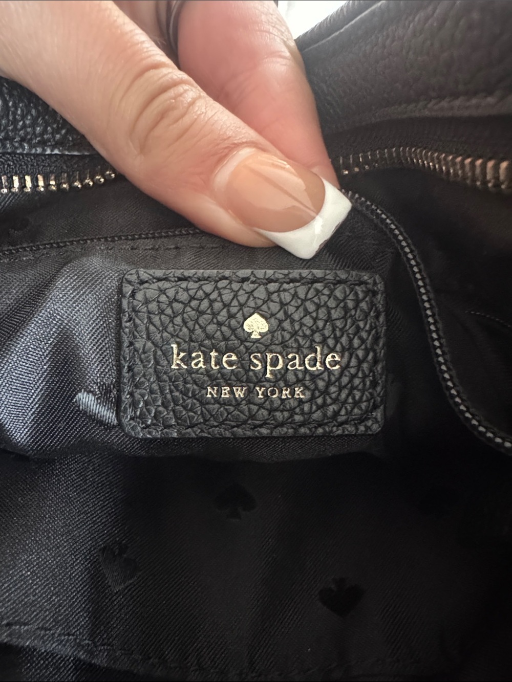 kate spade Black Pebbled Leather Messenger Bag with Tassel - Picture 2 of 2